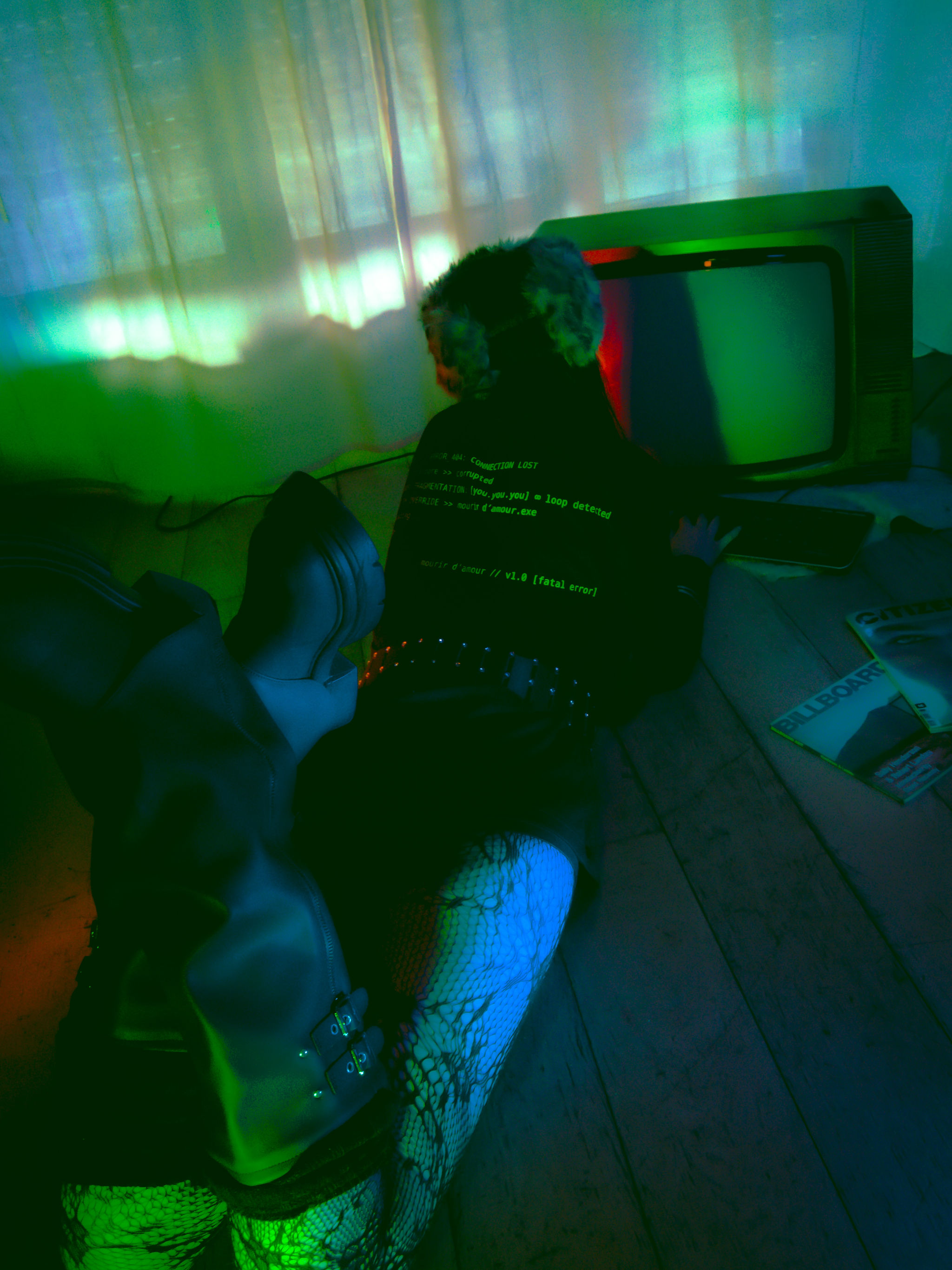 Sweat noir - Code Error vert - image 2
