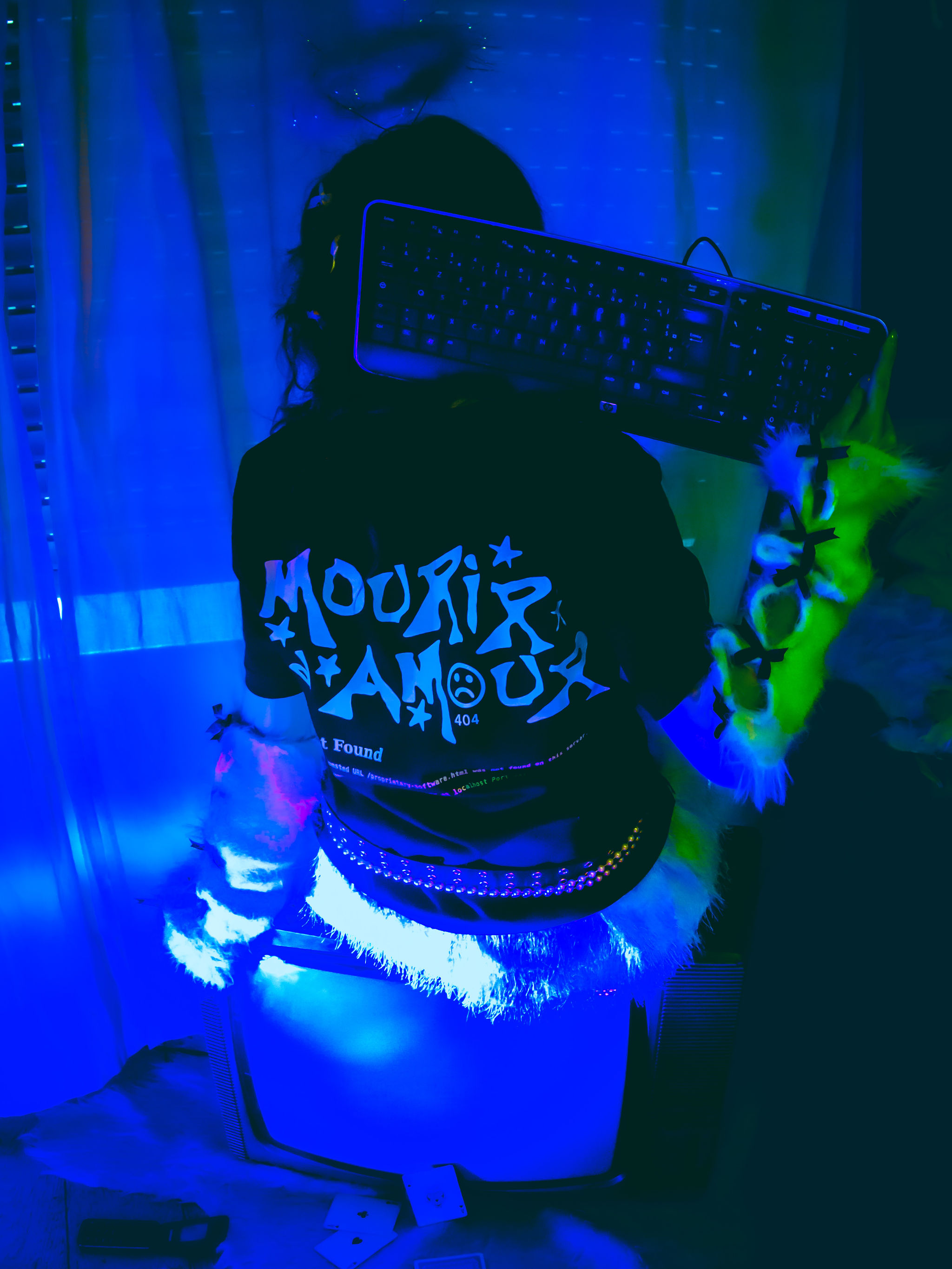 T-shirt noir - Error 404 blanc - image 3